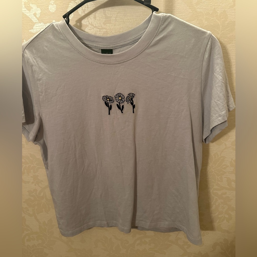 Never Worn Baby Blue Daisy Crop Top